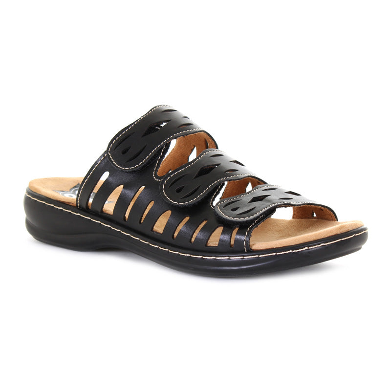 Womens Daisy 3 Strap Velcro Sandal Black