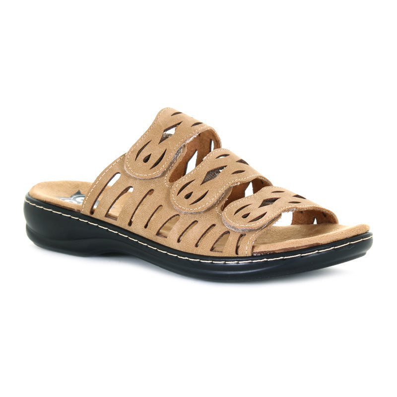 Womens Daisy 3 Strap Velcro Sandal Gold